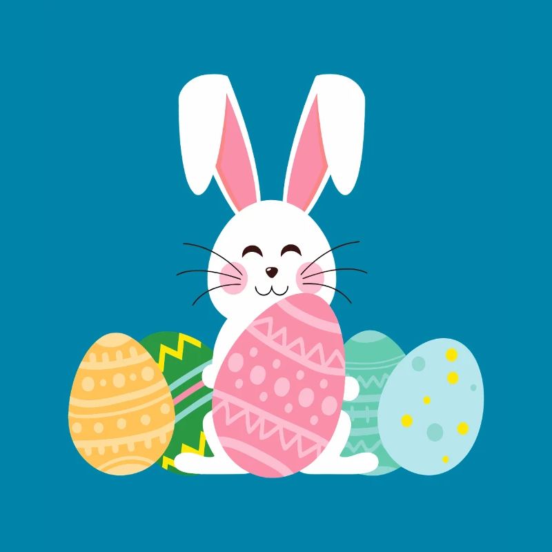 Pastel Easter Bunny with Eggs