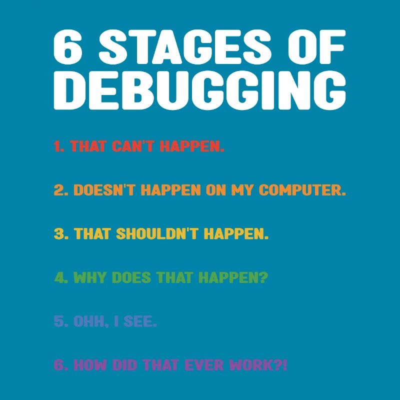 6 Stages Of Debugging Coder Programmer Software De