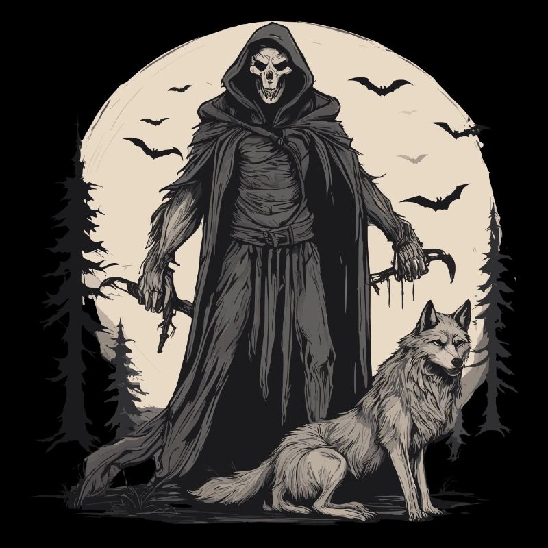 Wolf als Sensenmann