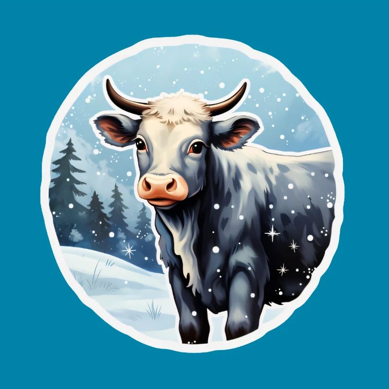 Cattle on a wintry alpine pasture