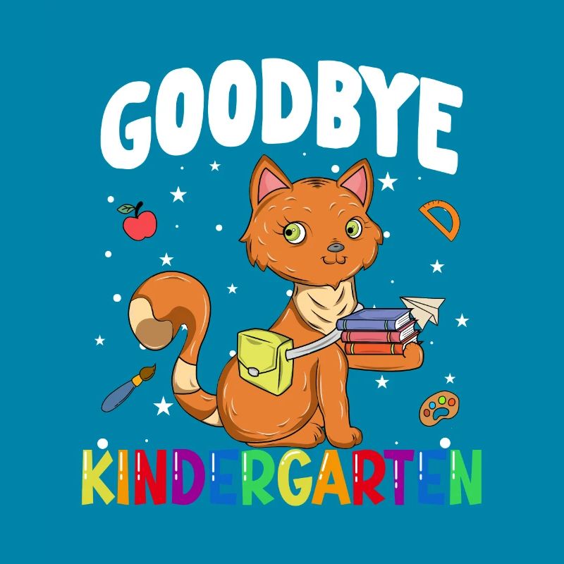 Goodbye Kindergarten Katze Einschulung Schule