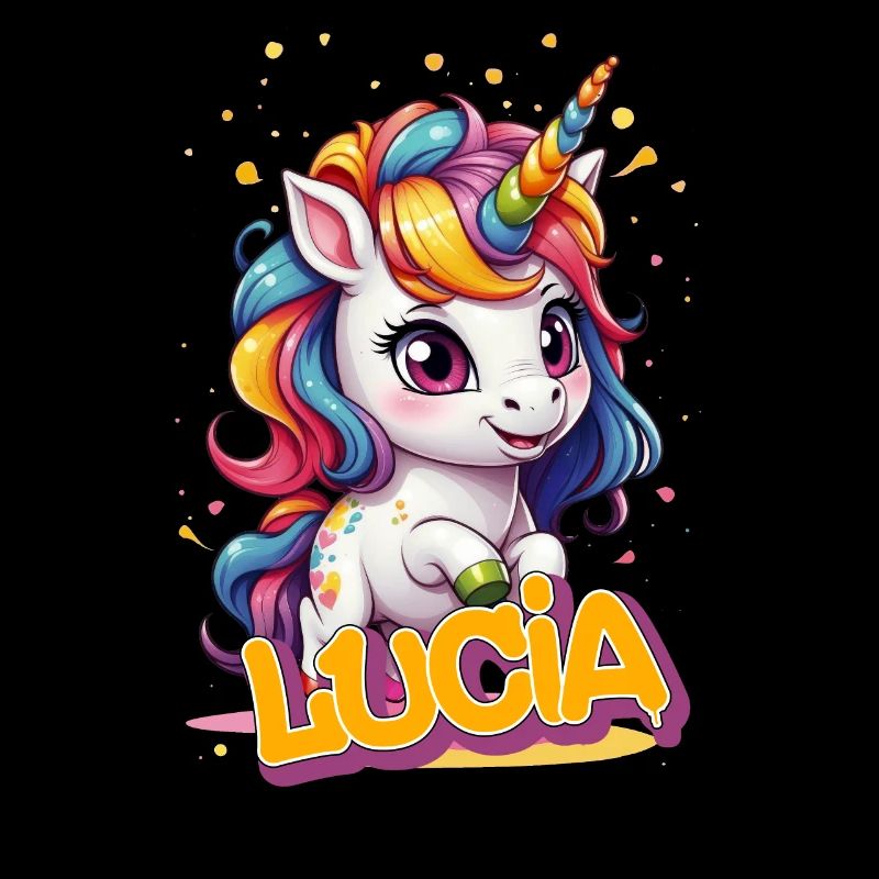 LUCIA - Schöner Mädchen Name mit süßem Einhorn