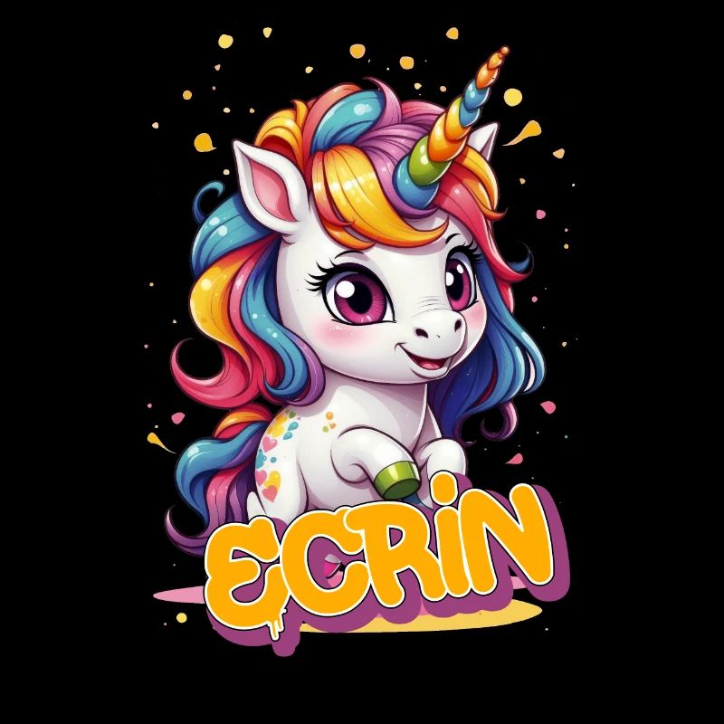 ECRIN - Schöner Mädchen Name mit süßem Einhorn