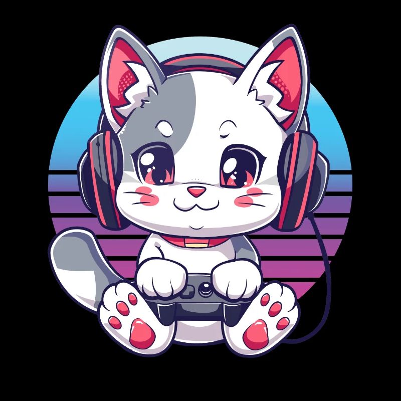 Cat gaming retro background