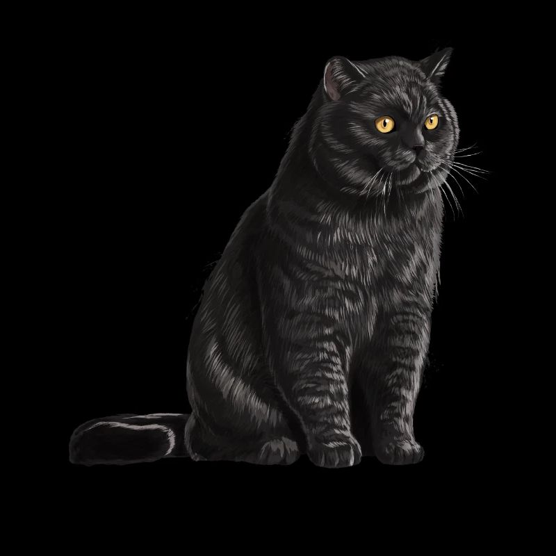 Sitzende Schwarze Britisch Kurzhaar Katze