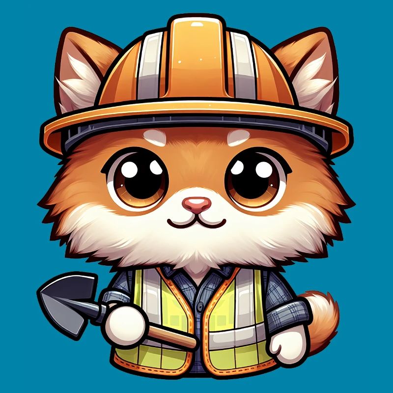 Cute Cat Construction Worker