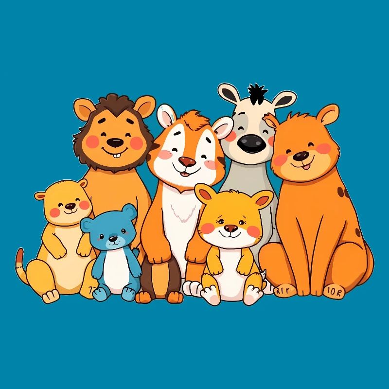 Verspielte Tierfamilie Comic Design
