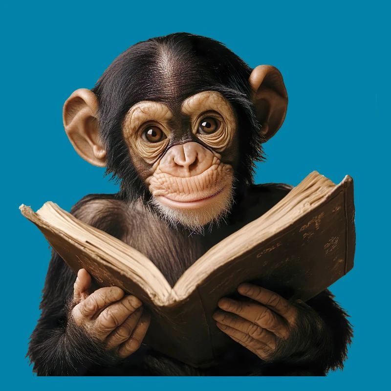 Inquisitive monkey with book