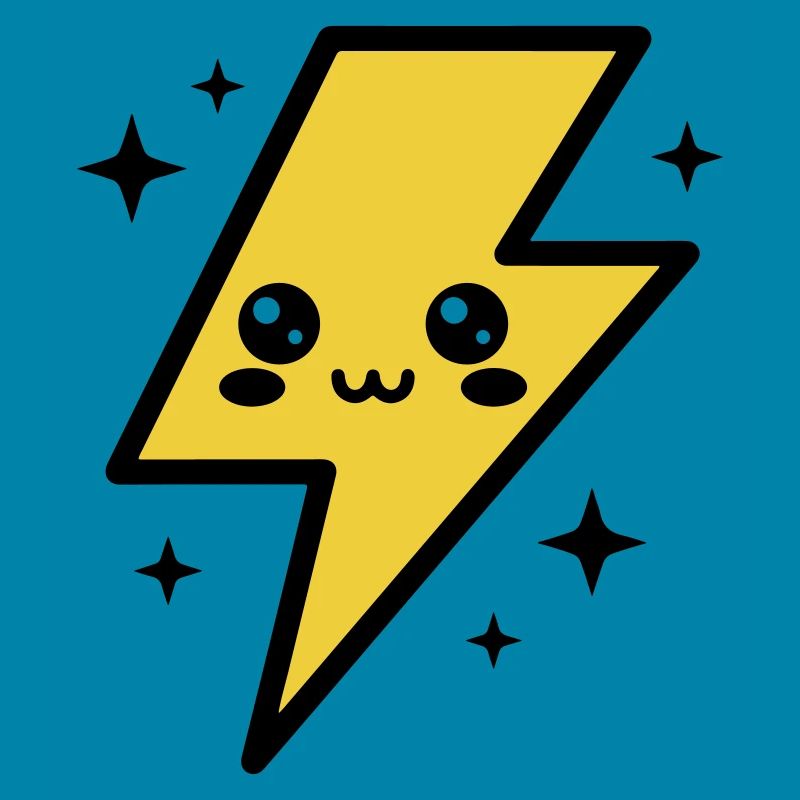 Kawaii lightning bolt with expressive face
