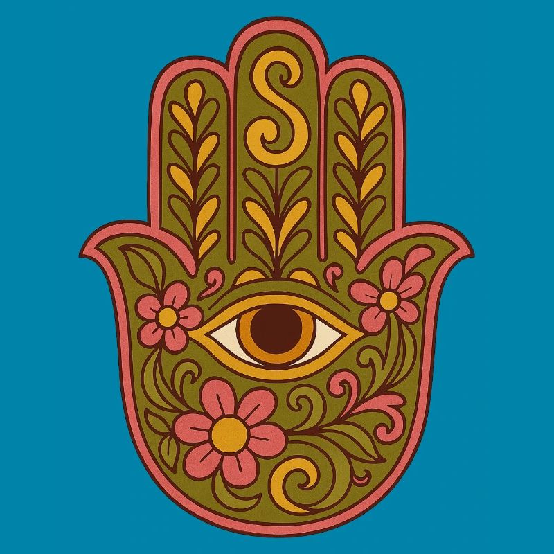Hamsa oeil Floral Boho Artwork