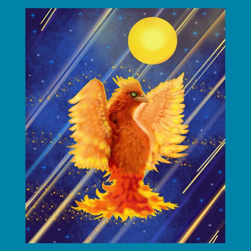 Kosmisch leuchtender Feuervogel: Cyber-Semurg