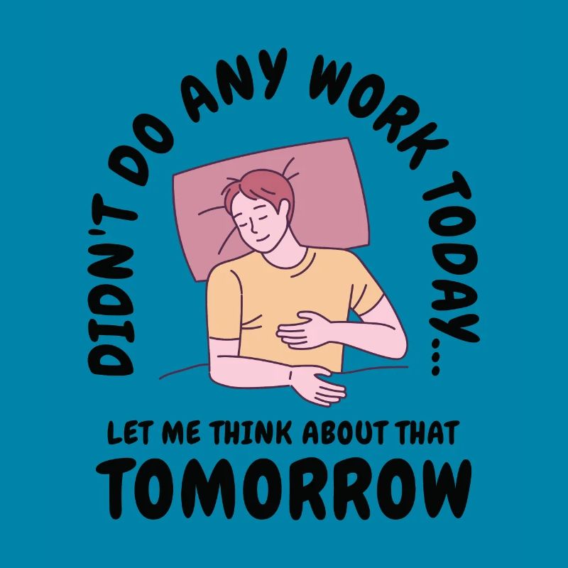 Procrastinator Work Sleeping Line Art Drawing