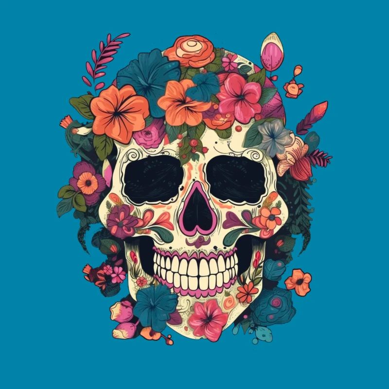 Crâne composé de fleur