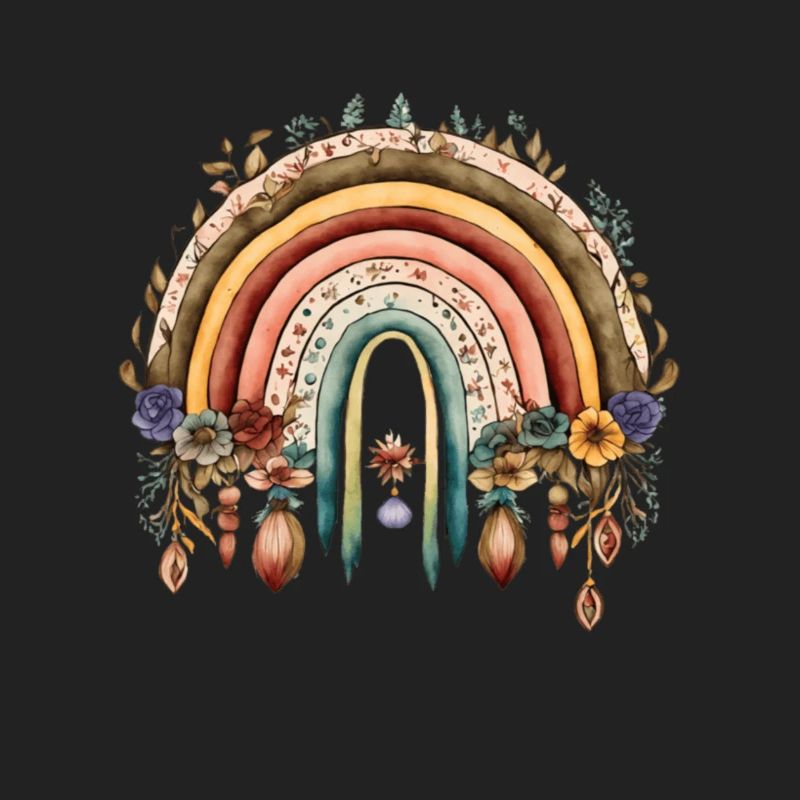 Boho Regenbogen mit Blumen