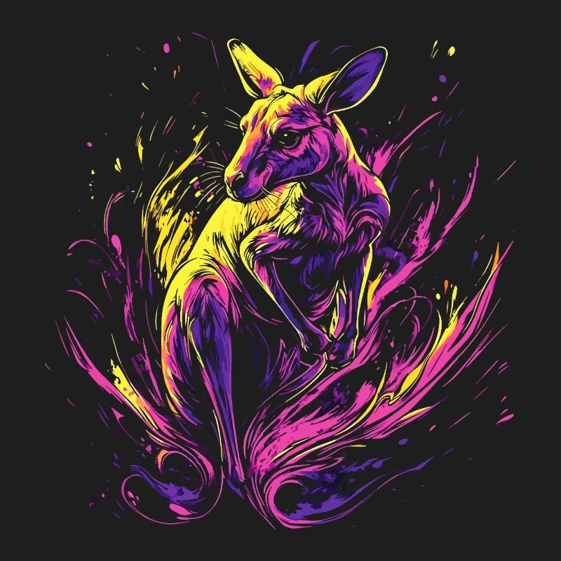 Känguru Tier Australien Down Under Neon Bunt Kunst