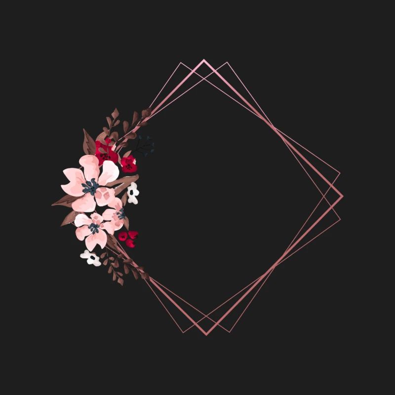 Flowers in Rectangular Frame / Pink Tones