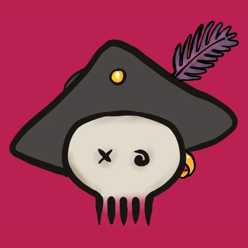 Pirate skull with feathered hat