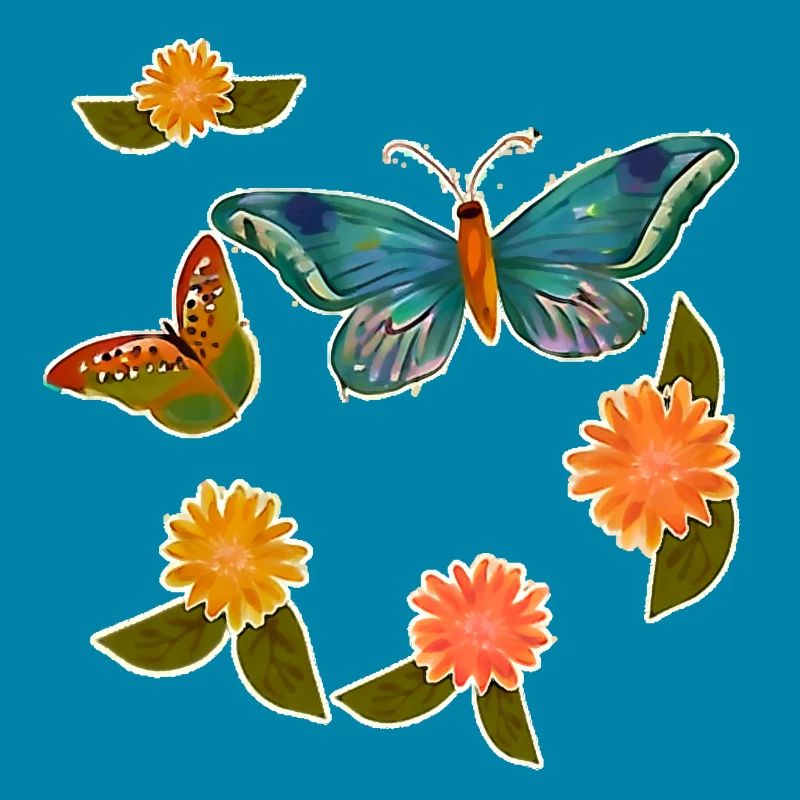Papillons et fleurs