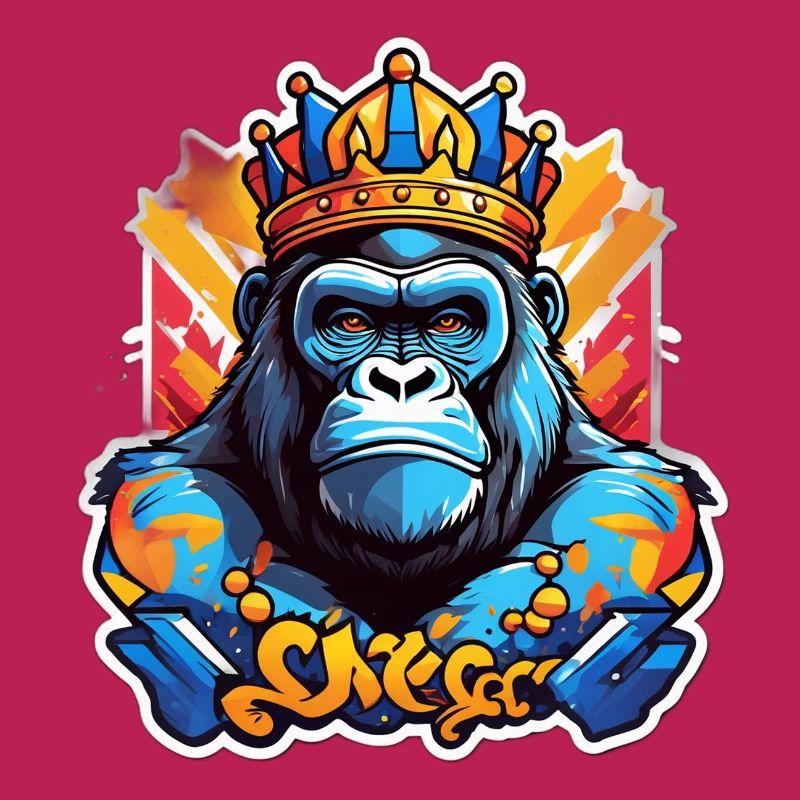 Blauer Gorilla gekrönte Graffiti