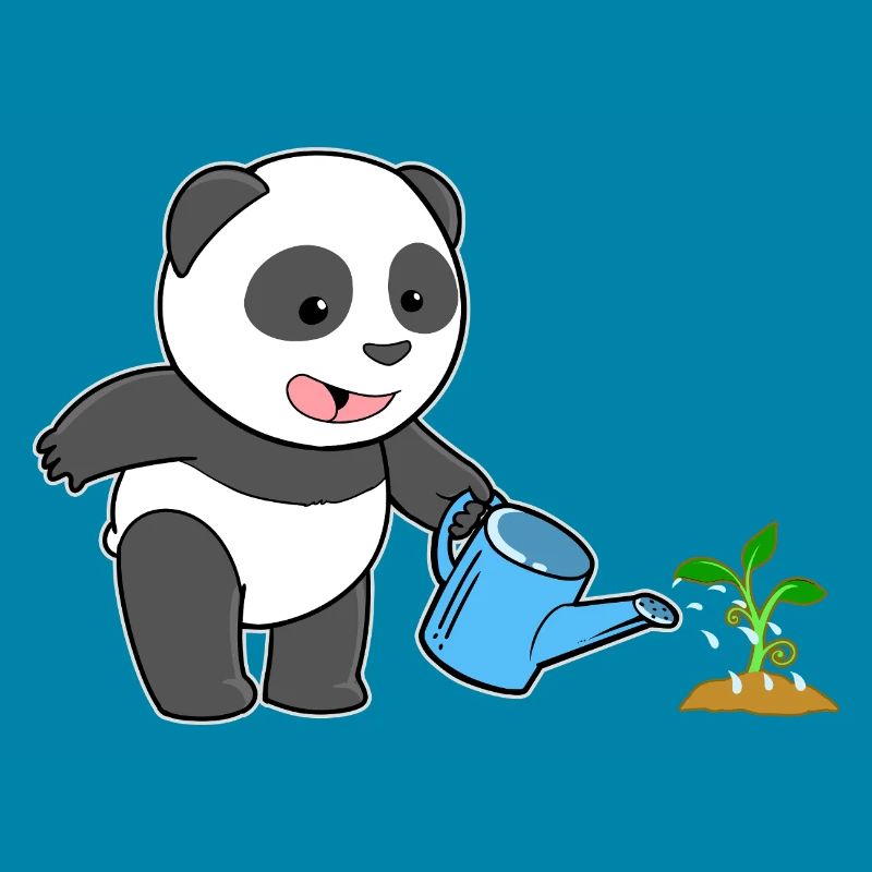 Panda Pandabär Gärtner Gießkanne