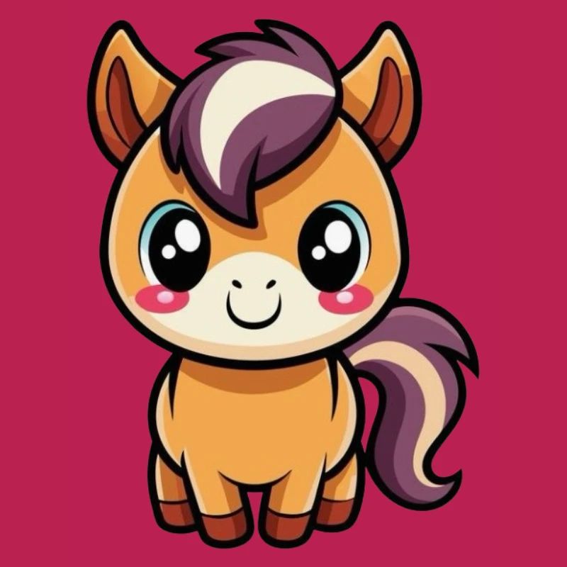 Süßes Chibi-Pony mit lila Mähne