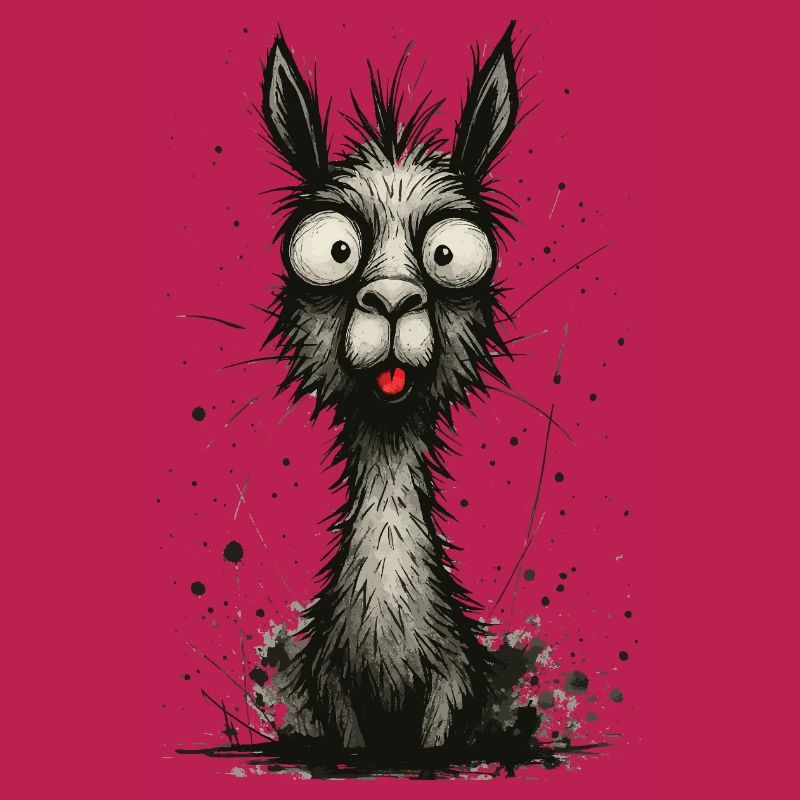Lustiges Lama mit Zunge – Comic Splash