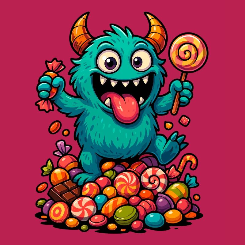 Playful troll artwork with sweets