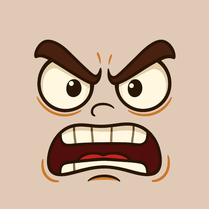 Angry or angry? In any case, a striking face