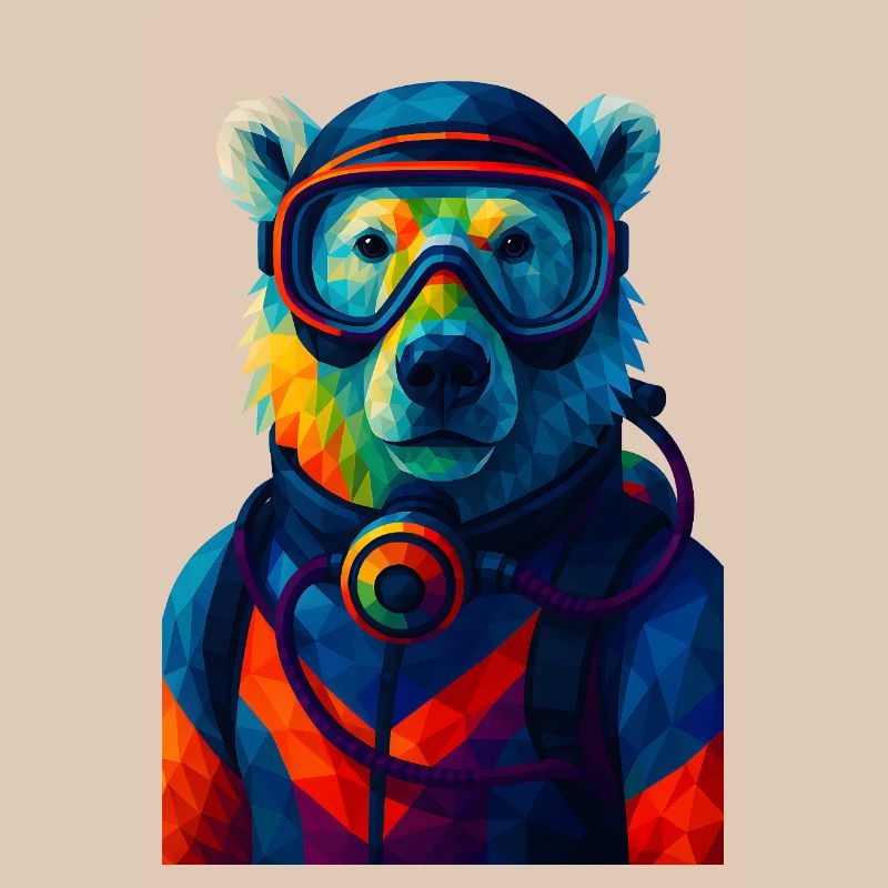 WPAP Stil Tiere - Eisbär im Taucheranzug Atemgerät