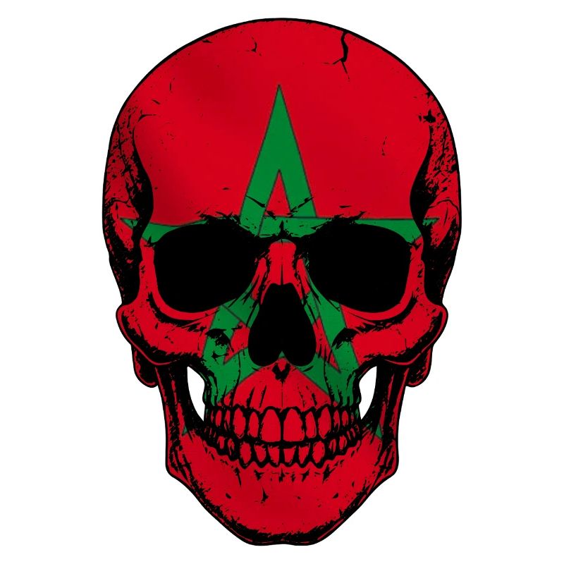 Moroccan Skull - Crâne avec le drapeau du Maroc