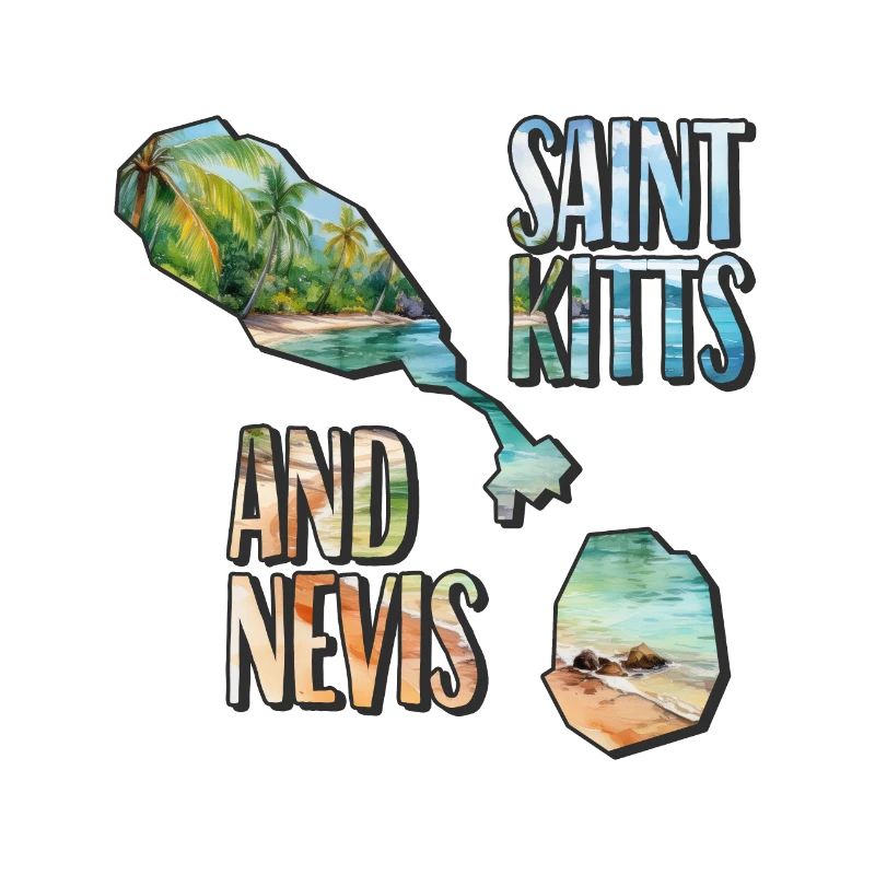 Watercolor Map Saint Kitts and Nevis