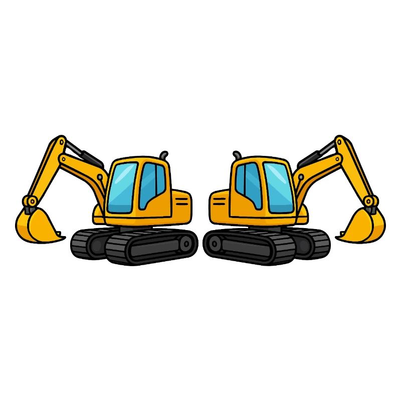 Silhouette de machine de construction double