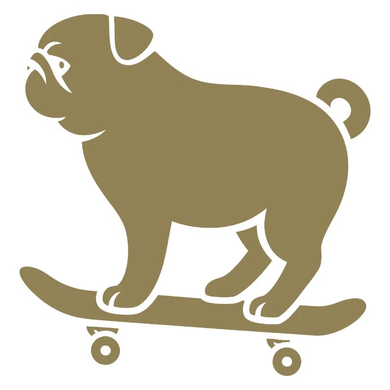 Minimalistischer Mops Skateboarder Katze 