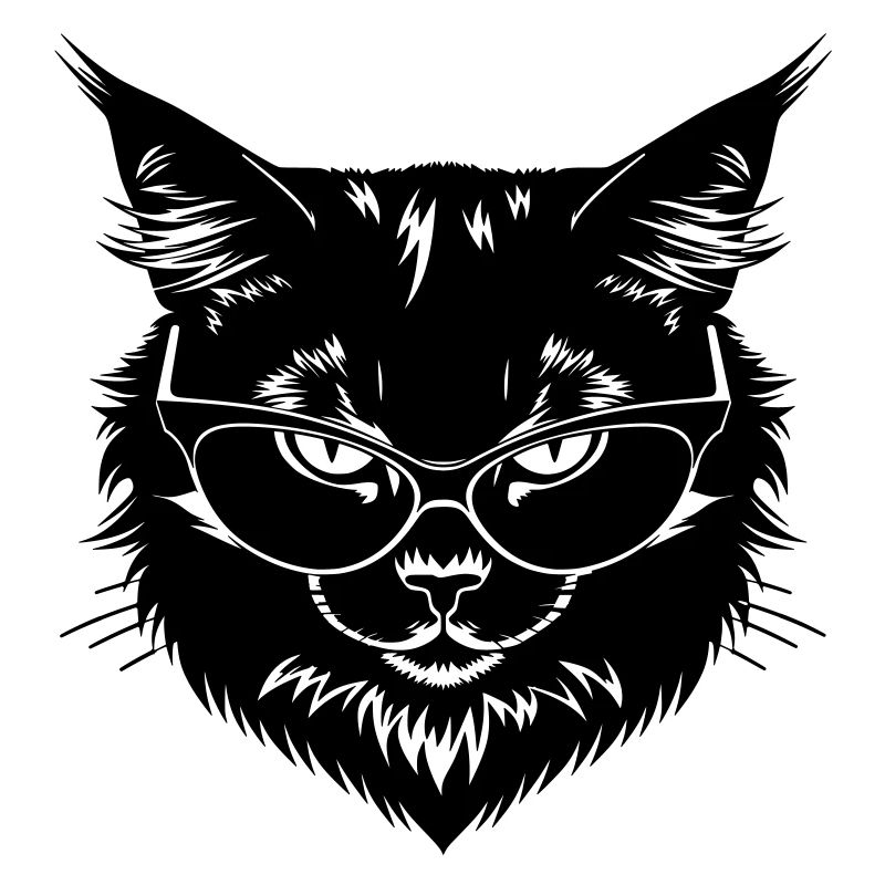 Chat noir à lunettes