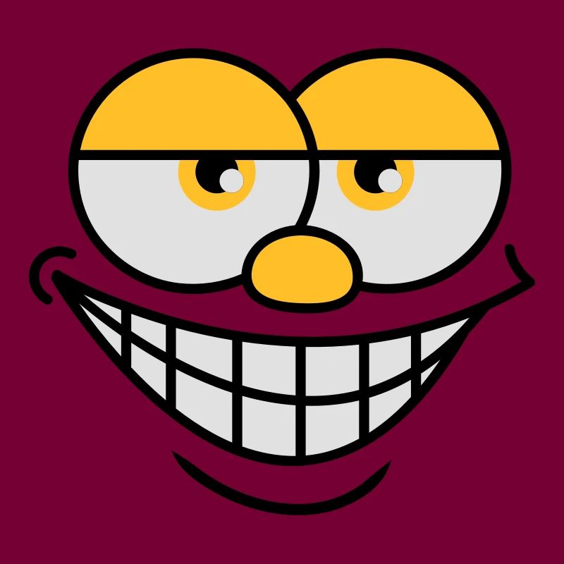 Grinning Comic Face Cool Facial Expression