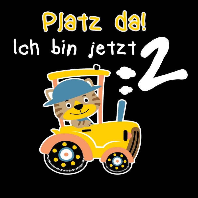 Platz da gelber Traktor Katze 2 Jahre Geburtstag