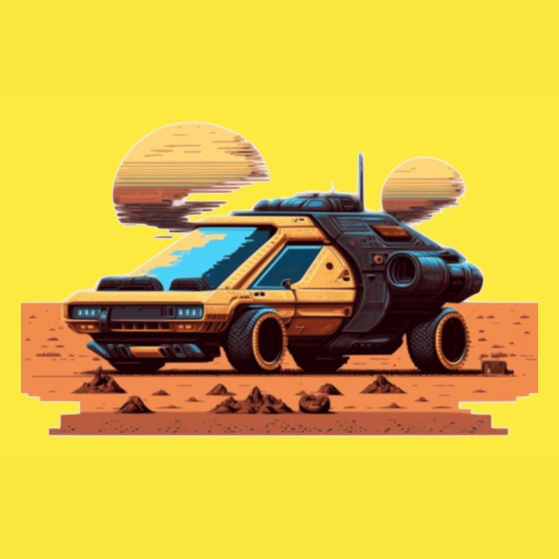 Car on Mars dans un look de jeu vidéo rétro 8 bits