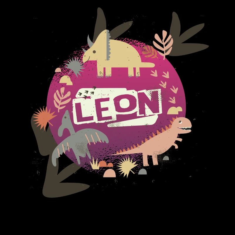 LEON - Beautiful boy name with cute dinosaurs