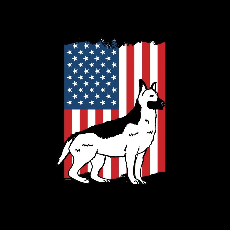 German Shepherd American Flag