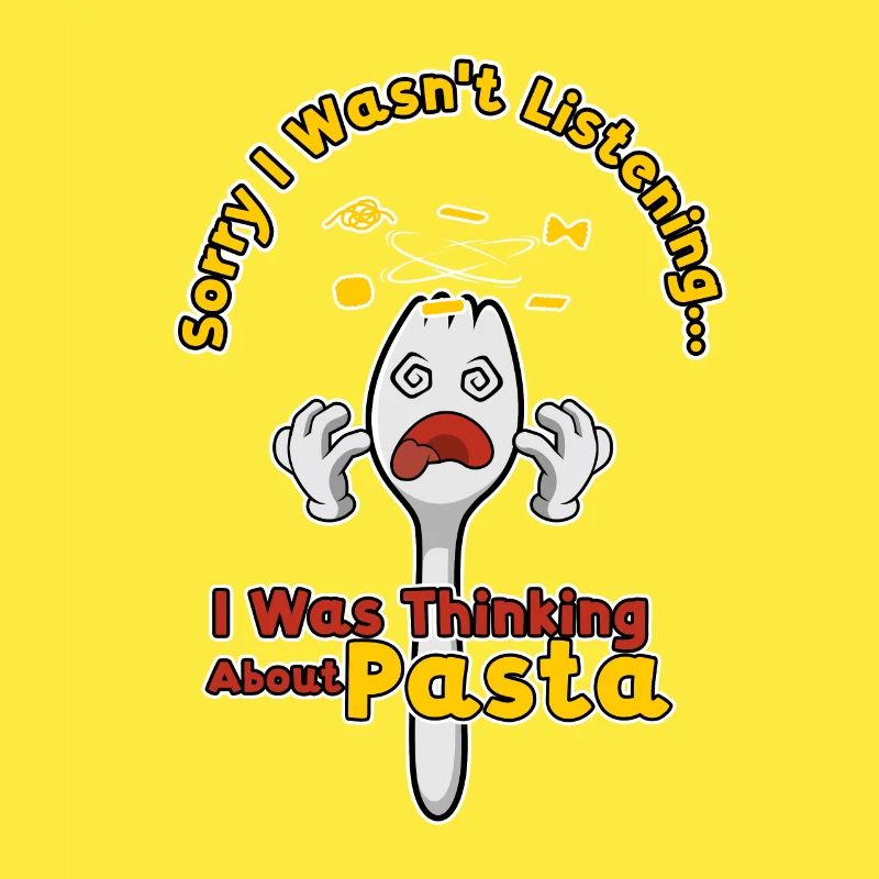 Thinking About Pasta Ironic Fork Spaghetti Italian
