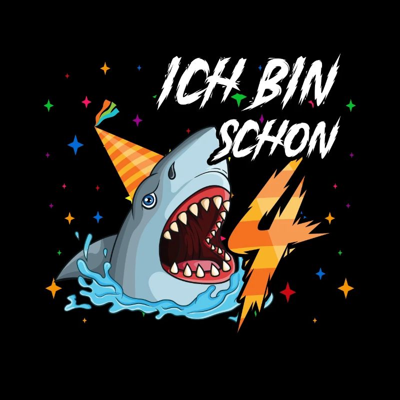 Ich bin schon 4. Kindergeburtstag Hai