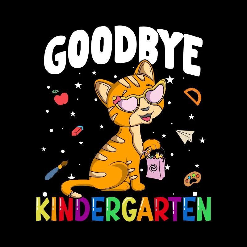 Goodbye Kindergarten Kätzchen Einschulung Schule