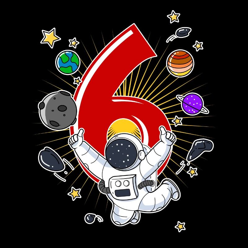 Astronaut 6 Years Space Rocket 6th Birthday
