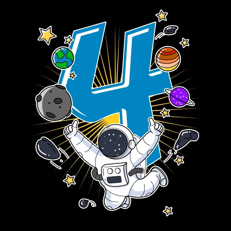 Astronaut 4 Years Space Rocket 4th Birthday