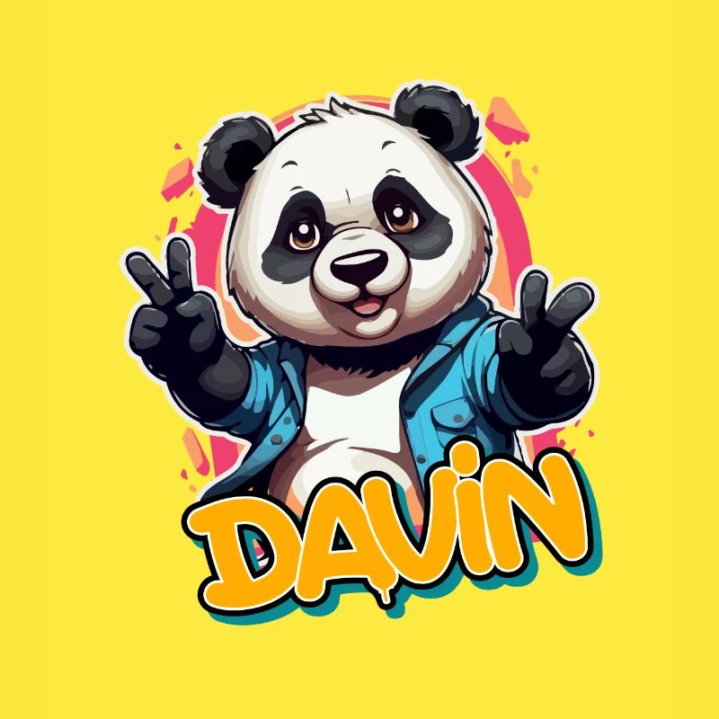 DAVIN - Beau nom de garçon avec Cool Panda