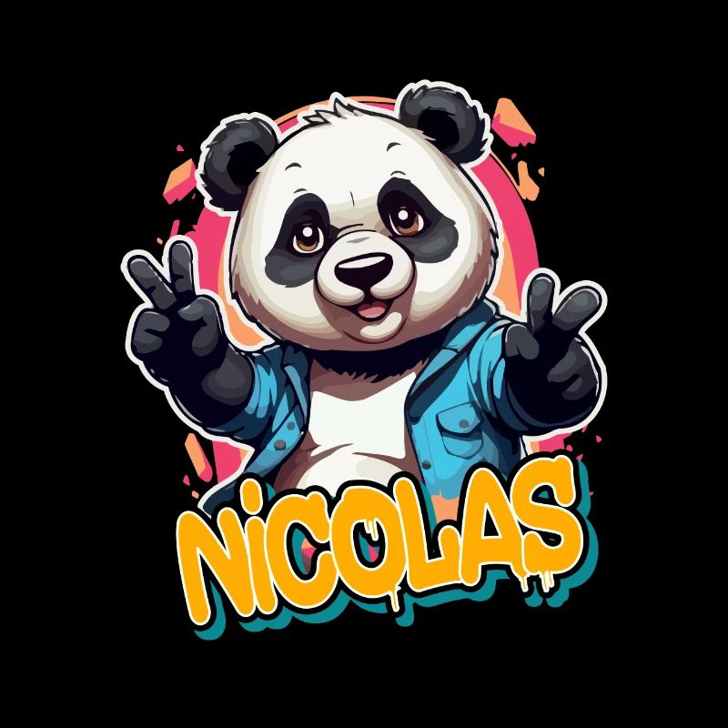 NICOLAS - Beau prénom de garçon avec panda cool
