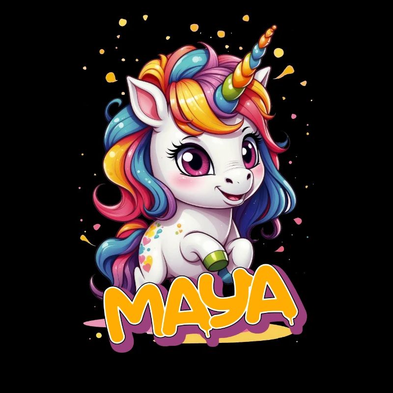 MAYA - Schöner Mädchen Name mit süßem Einhorn