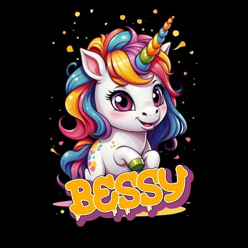 BESSY - Schöner Mädchen Name mit süßem Einhorn