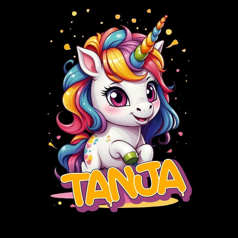 TANJA - Schöner Mädchen Name mit süßem Einhorn