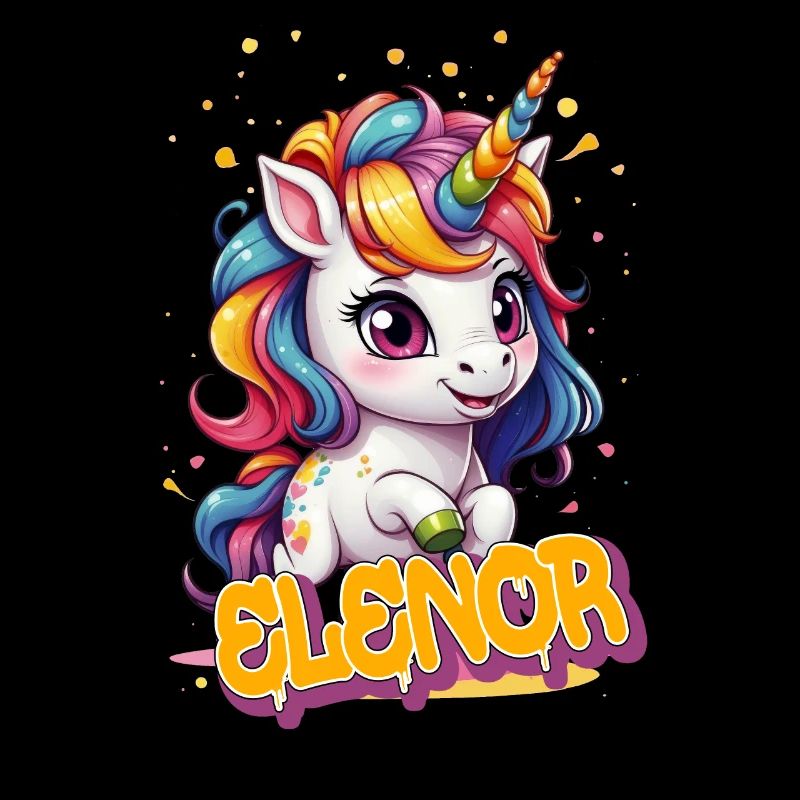 ELENOR - Schöner Mädchen Name mit süßem Einhorn